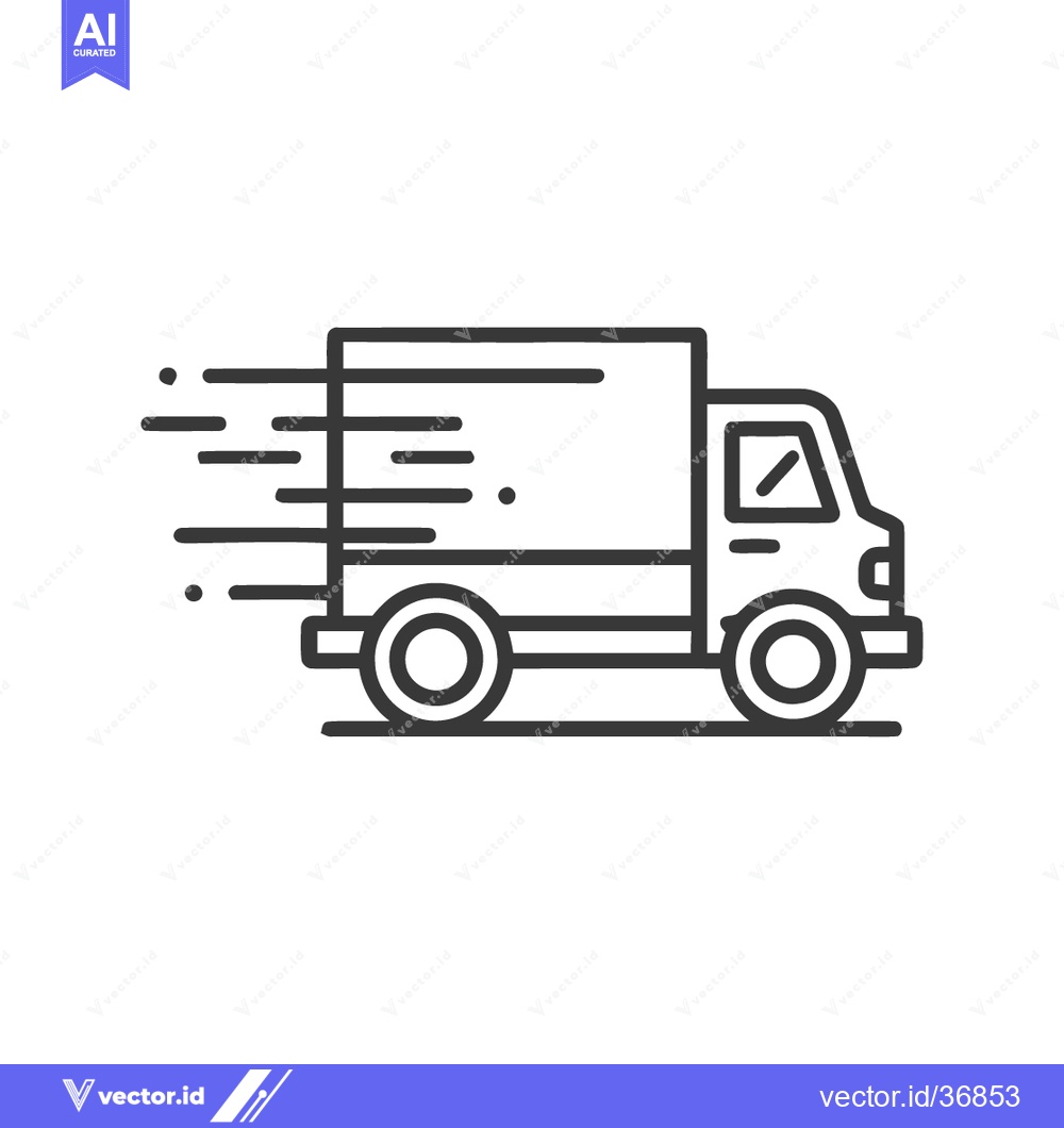 Premium Vector of Fast Delivery Truck Icon: Dynamic Line Art Symbolizing Speed and Trans