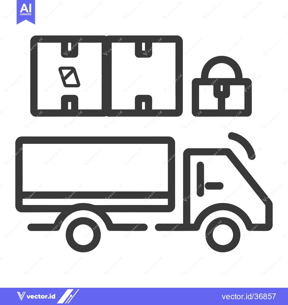 Premium Vector of Delivery Truck with Boxes and Lock Icon