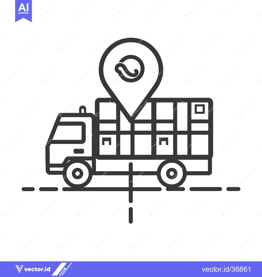 Premium Vector dari Delivery truck with location pin and symbol