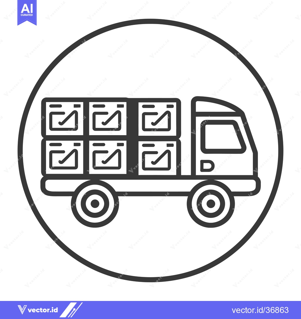 Premium Vector of Delivery Truck with Stacked Boxes Inside Circle