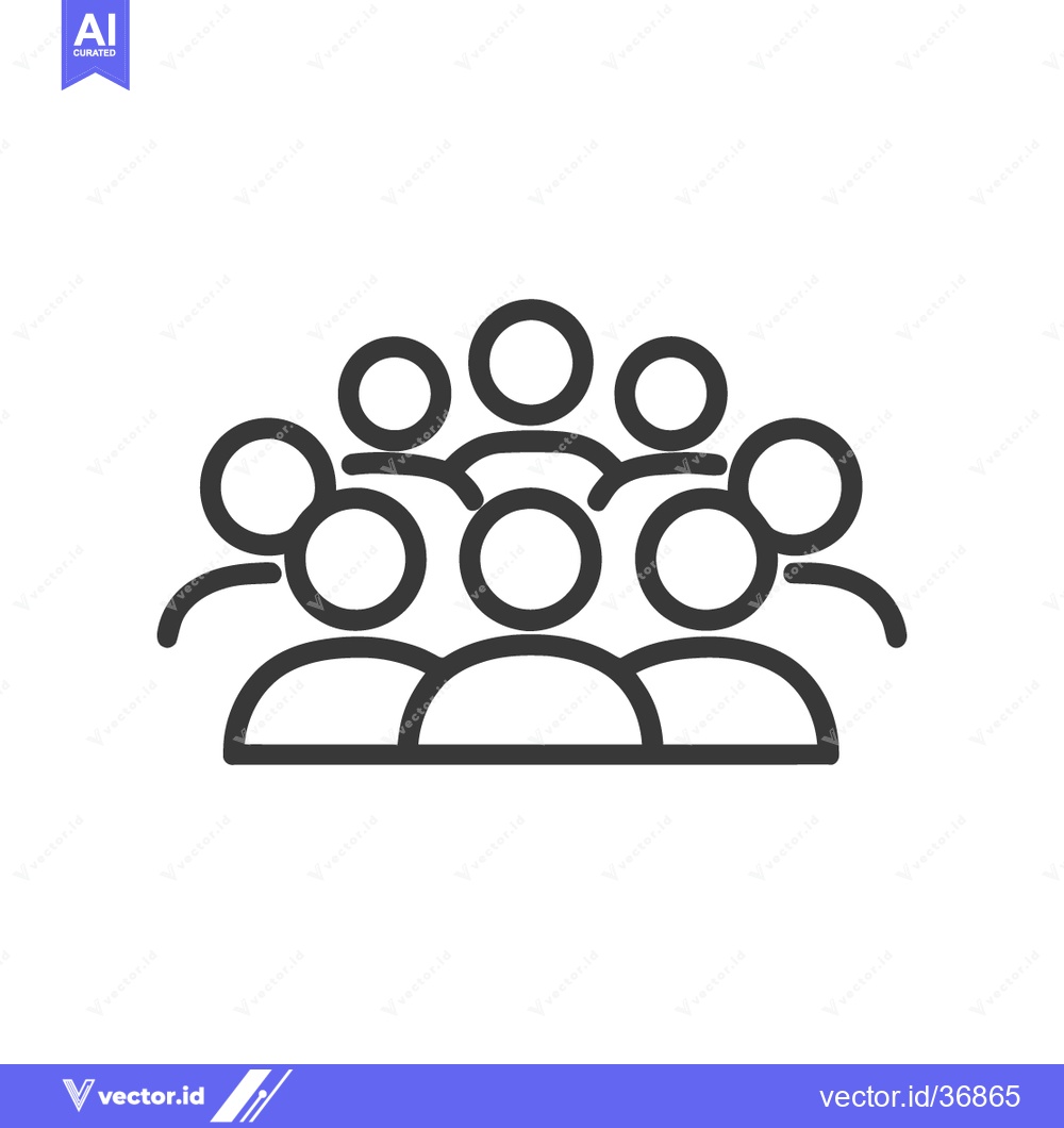 Premium Vector of Crowd Icon: Minimalist Line Art Depicting Group of People