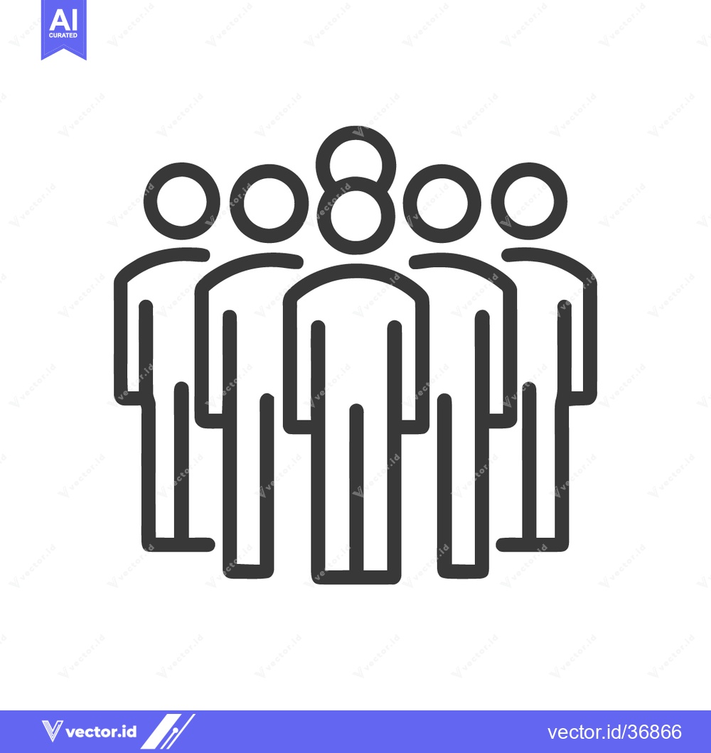 Premium Vector of Group of People Icon: Minimalist Line Art Representation of Teamwork a