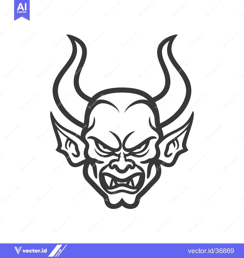 Premium Vector of Stylized depiction of a demonic face with horns and pointed ears