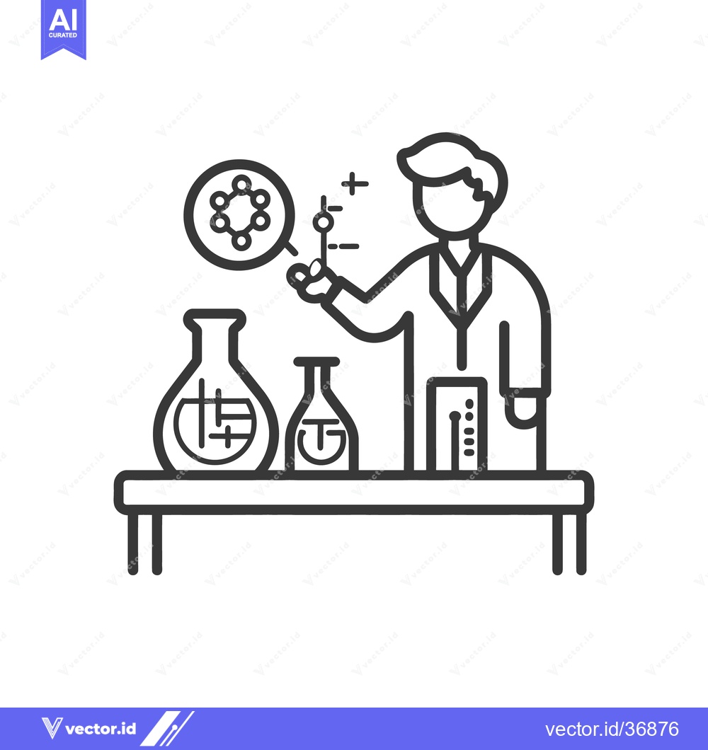 Premium Vector dari A scientist examines chemistry diagrams and experiments in a lab