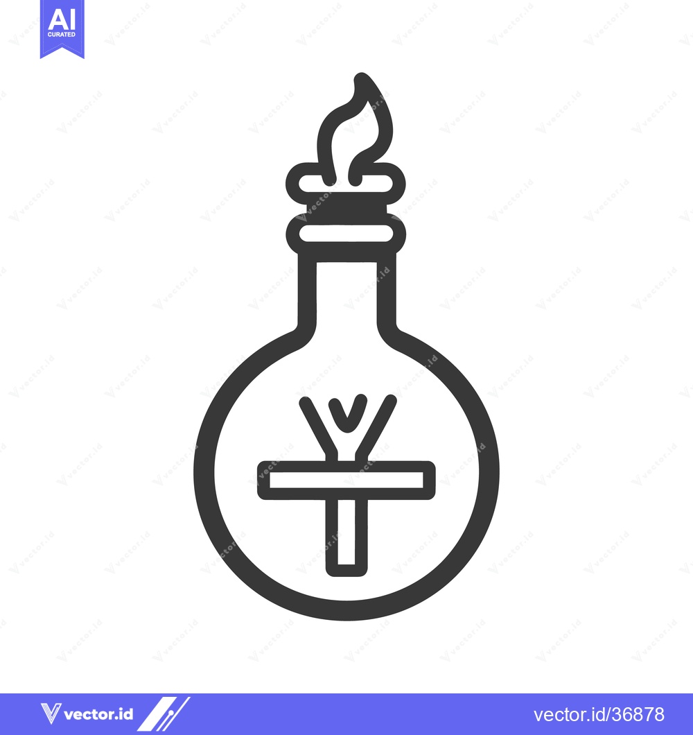 Premium Vector dari A scientific flask symbol containing flame and a central design