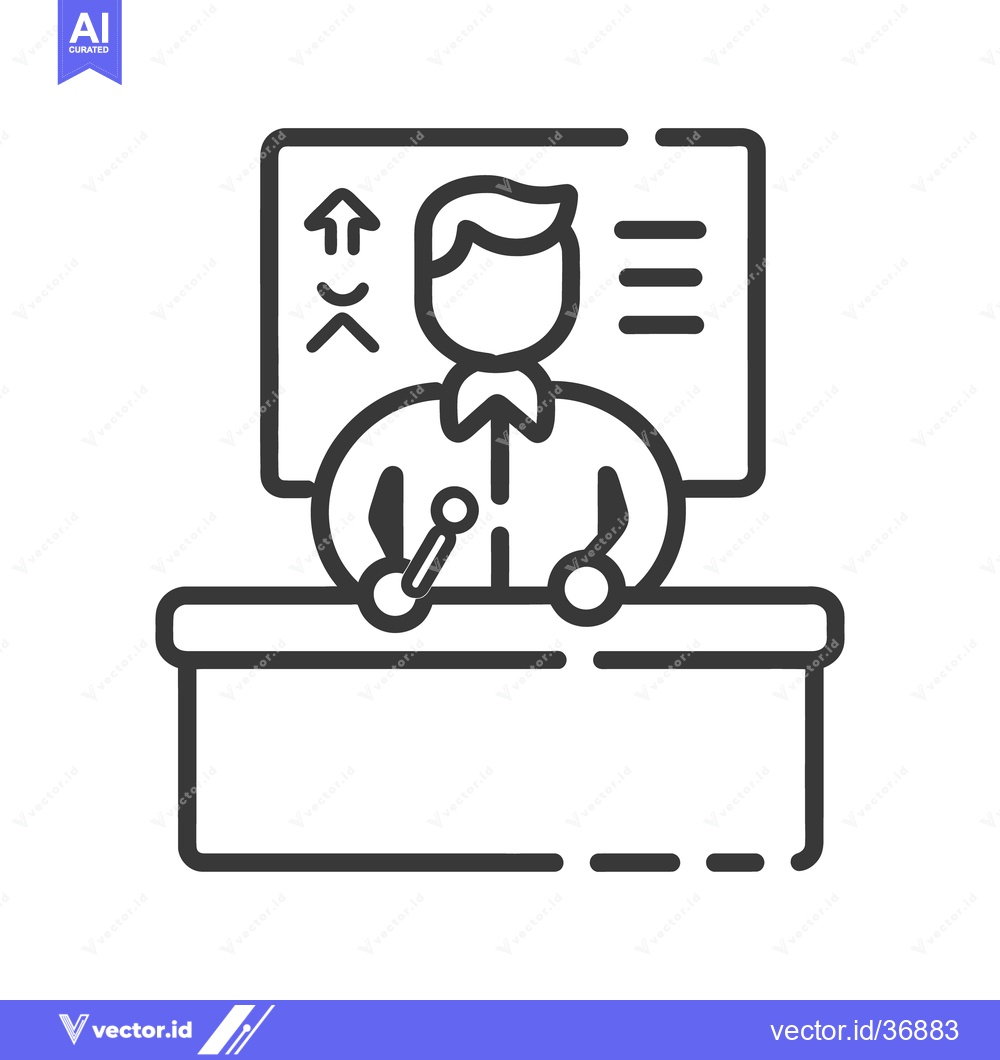 Premium Vector dari A presentation instructor standing at a podium with a display