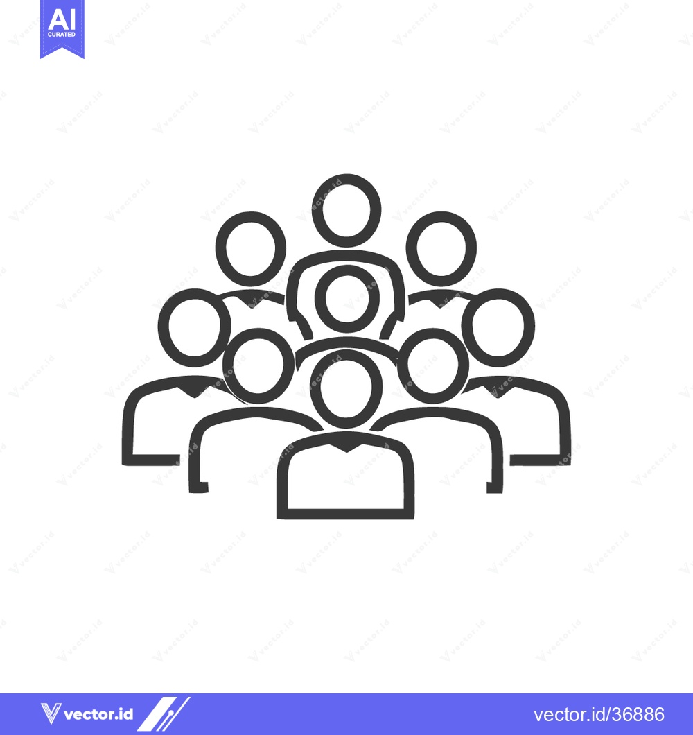 Premium Vector dari Group of People Icon: Minimalist Crowd Illustration on White Backgroun