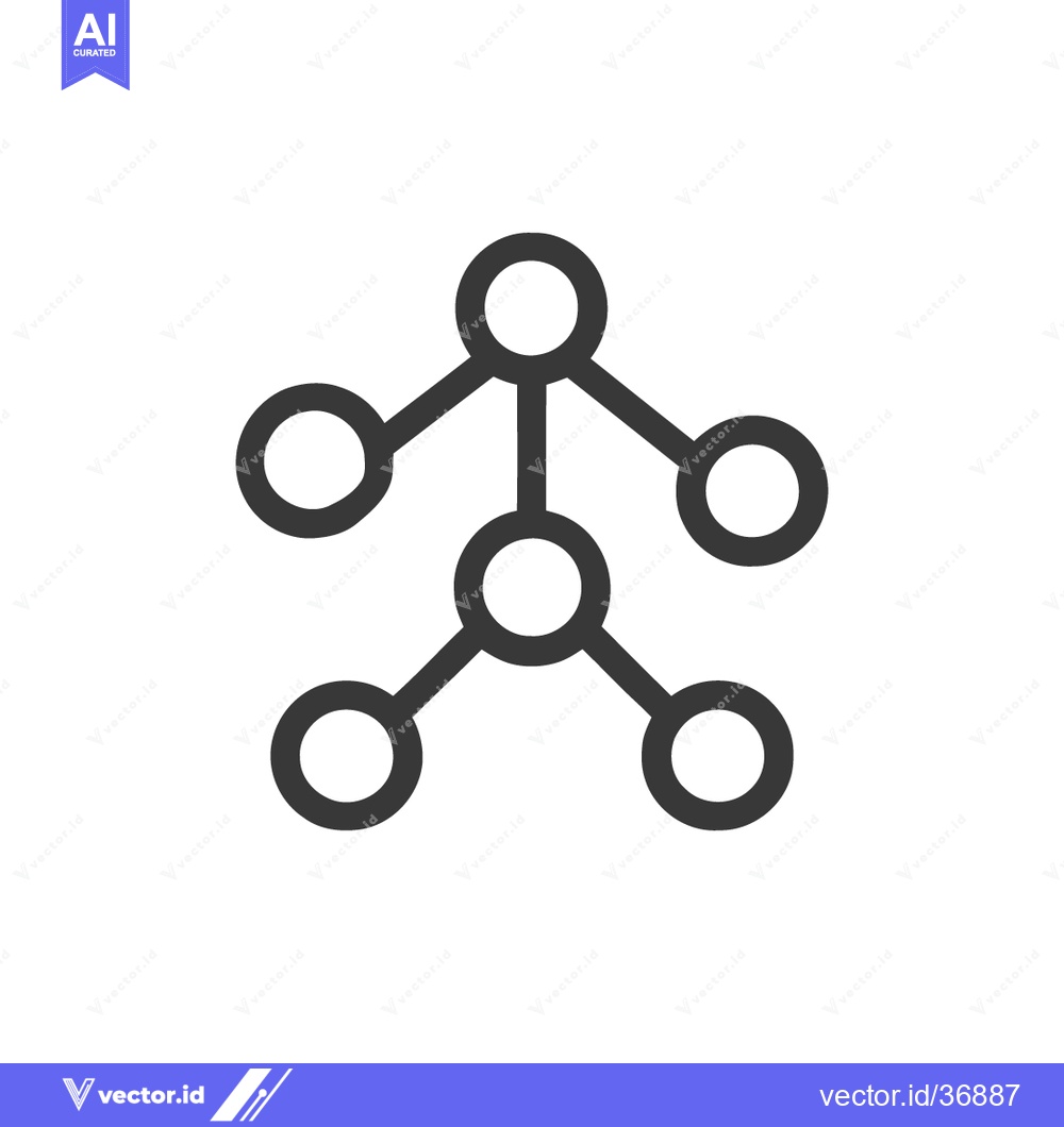 Premium Vector dari Hierarchical Network Icon: Connected Nodes and Branches on White Backg