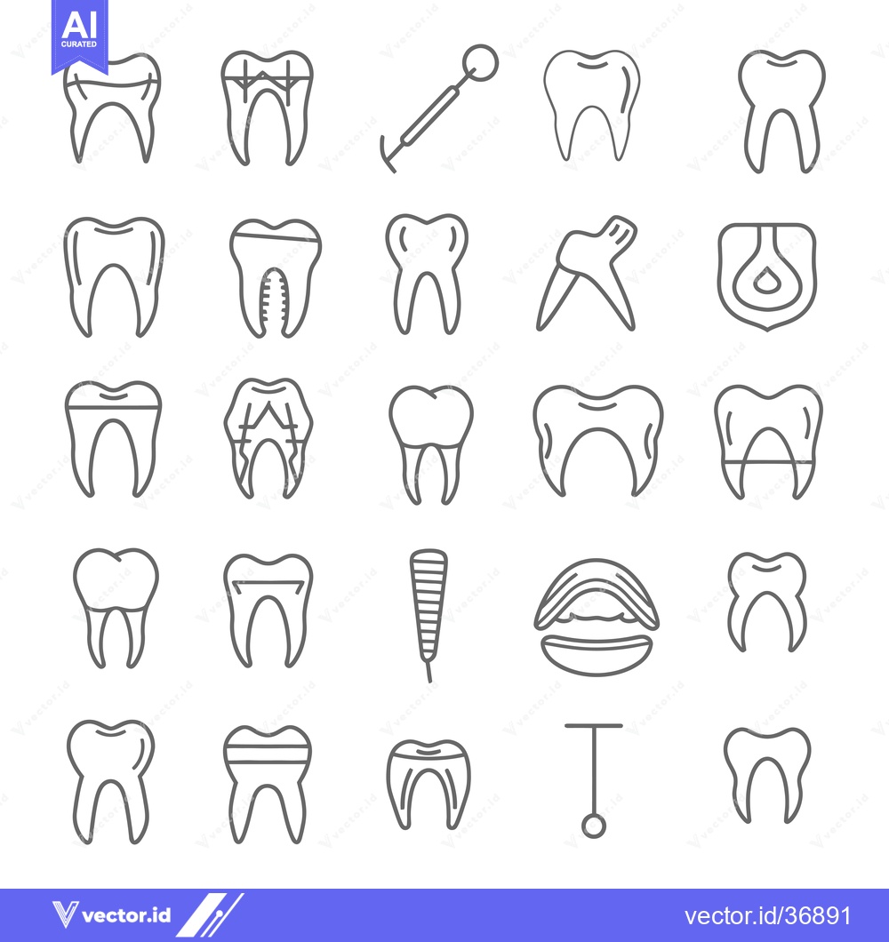 Premium Vector of Dental Care and Treatment Line Icons Set