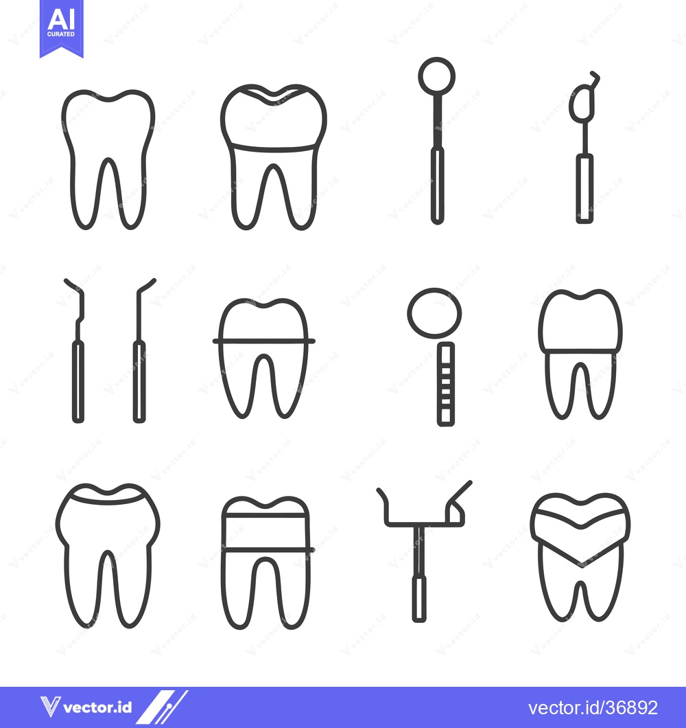 Premium Vector dari Dental Care Icon Set with Teeth, Tools, and Fillings