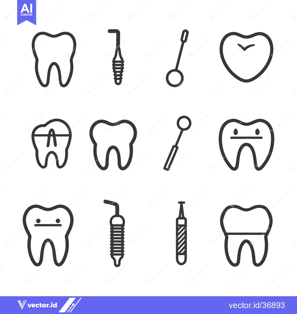 Premium Vector dari Dental Care Icons Set: Teeth, Tools, and Heart