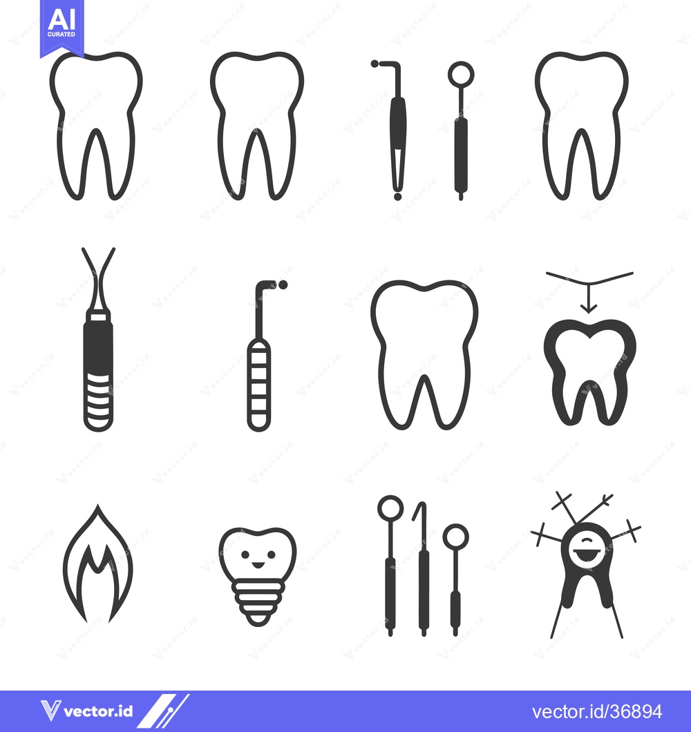 Premium Vector of Dental care icons set - teeth, tools and implant