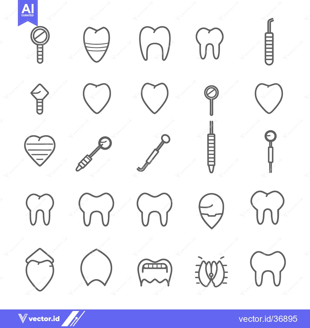 Premium Vector dari Dental Care Icons Set with Tools, Teeth, and Heart Shapes