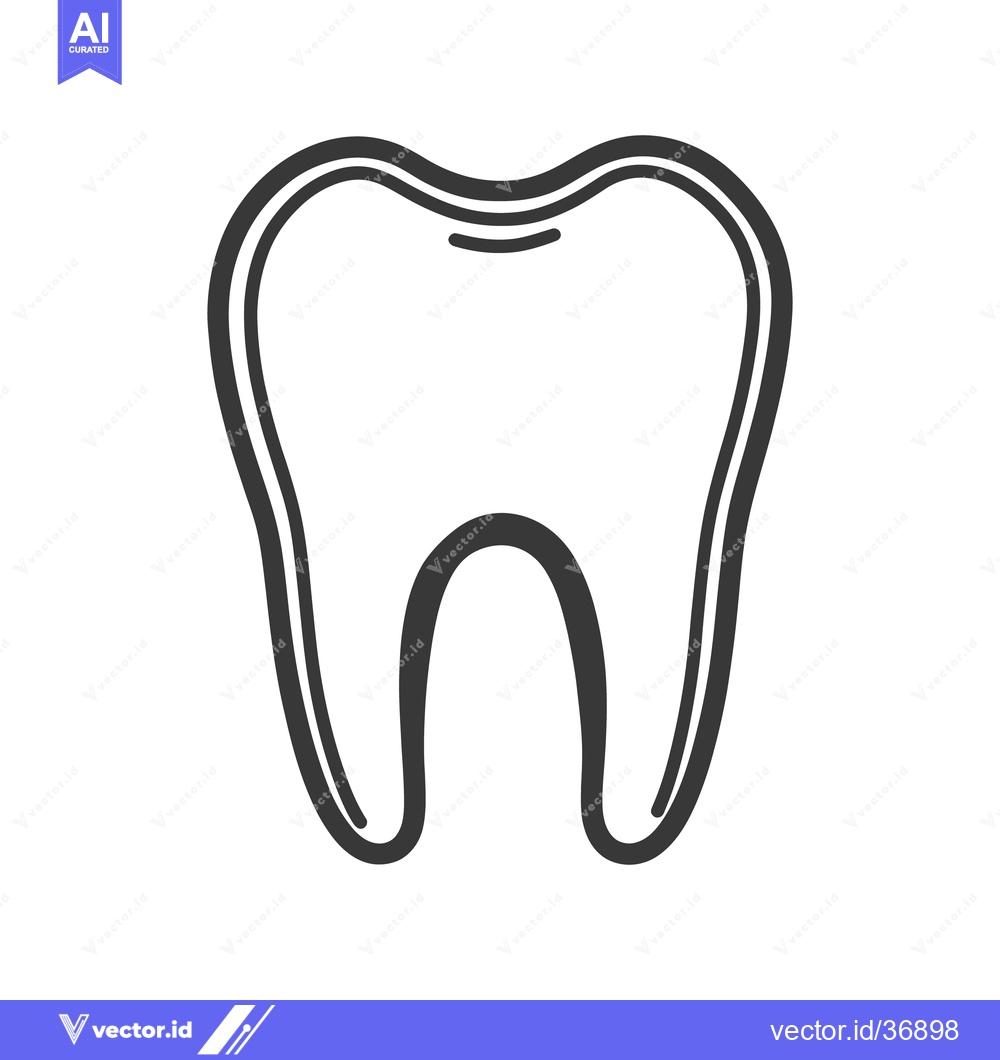 Premium Vector dari A simple black and white line drawing of a tooth