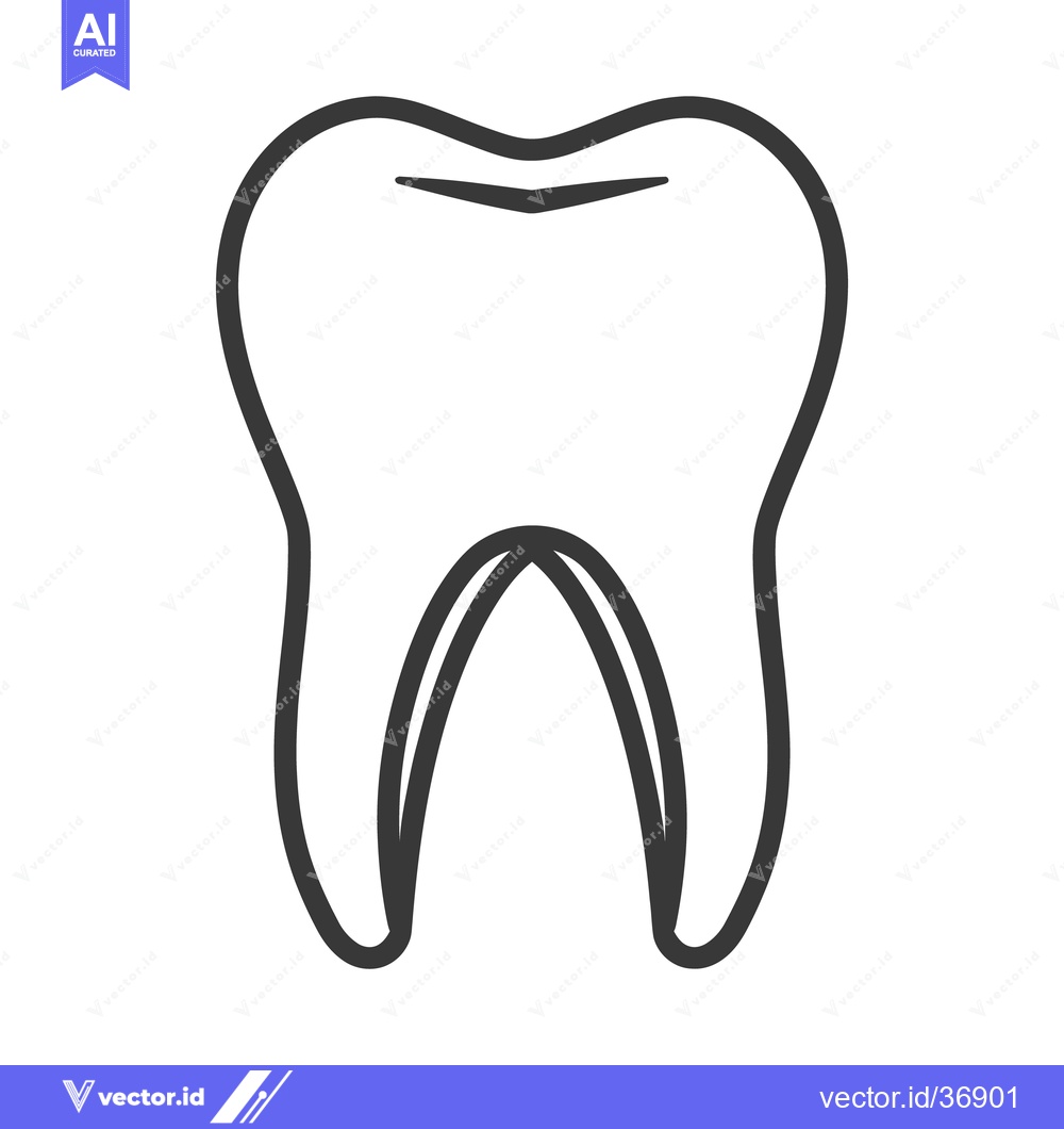 Premium Vector of A simple black and white illustration of a human tooth