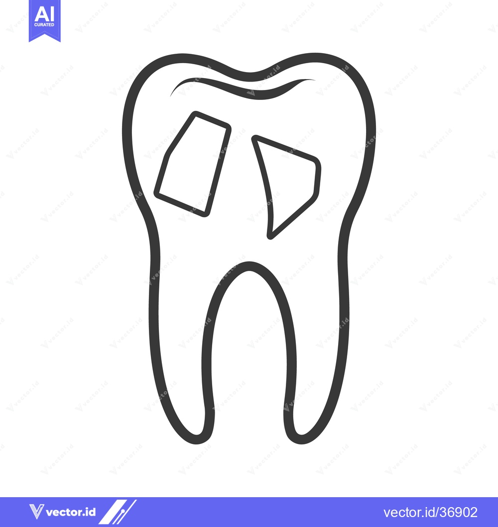 Premium Vector of A single premolar tooth illustration depicting dental cavities or deca