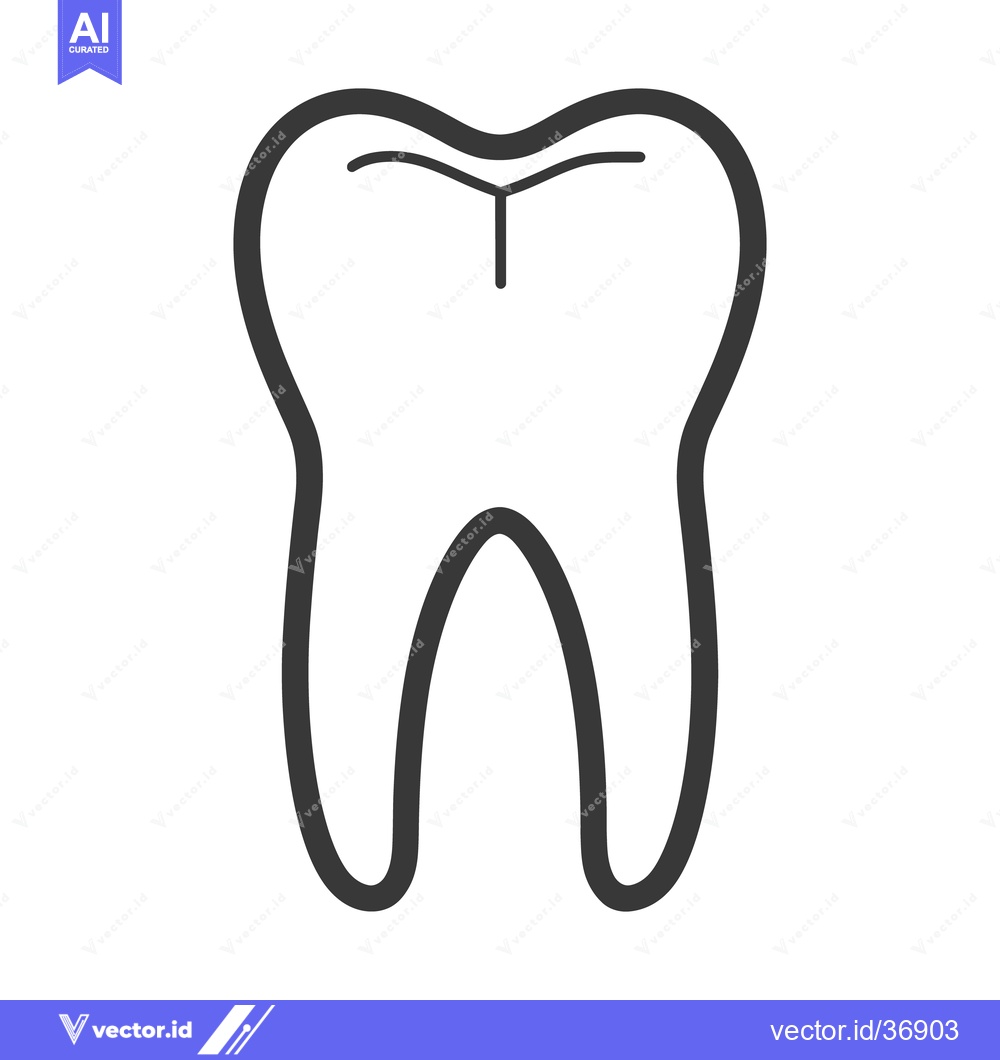 Premium Vector of A simple black and white illustration depicting a single tooth