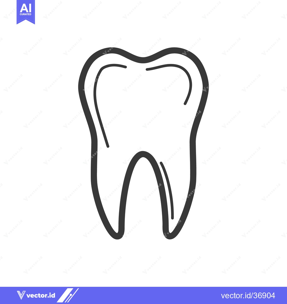 Premium Vector dari Simple black and white outline of a human molar tooth