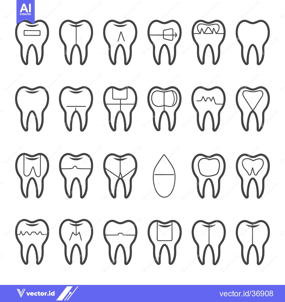 Premium Vector of Dental Fillings and Crowns Icon Set