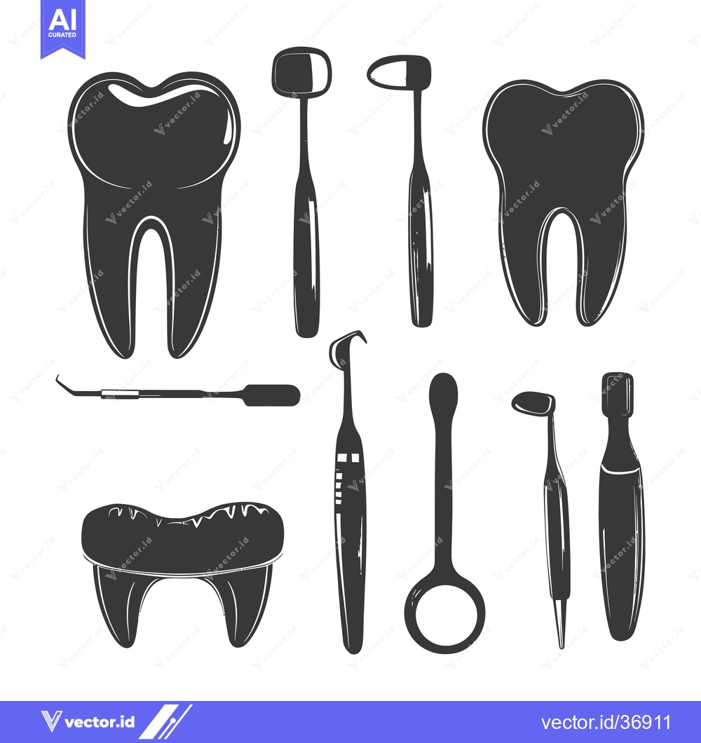 Premium Vector dari Dental Tools and Teeth Illustrations