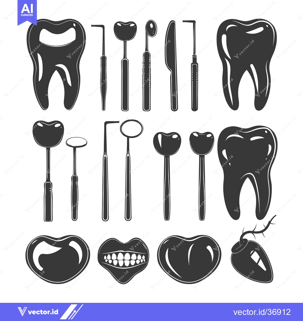 Premium Vector dari Dental Tools and Teeth Illustrations