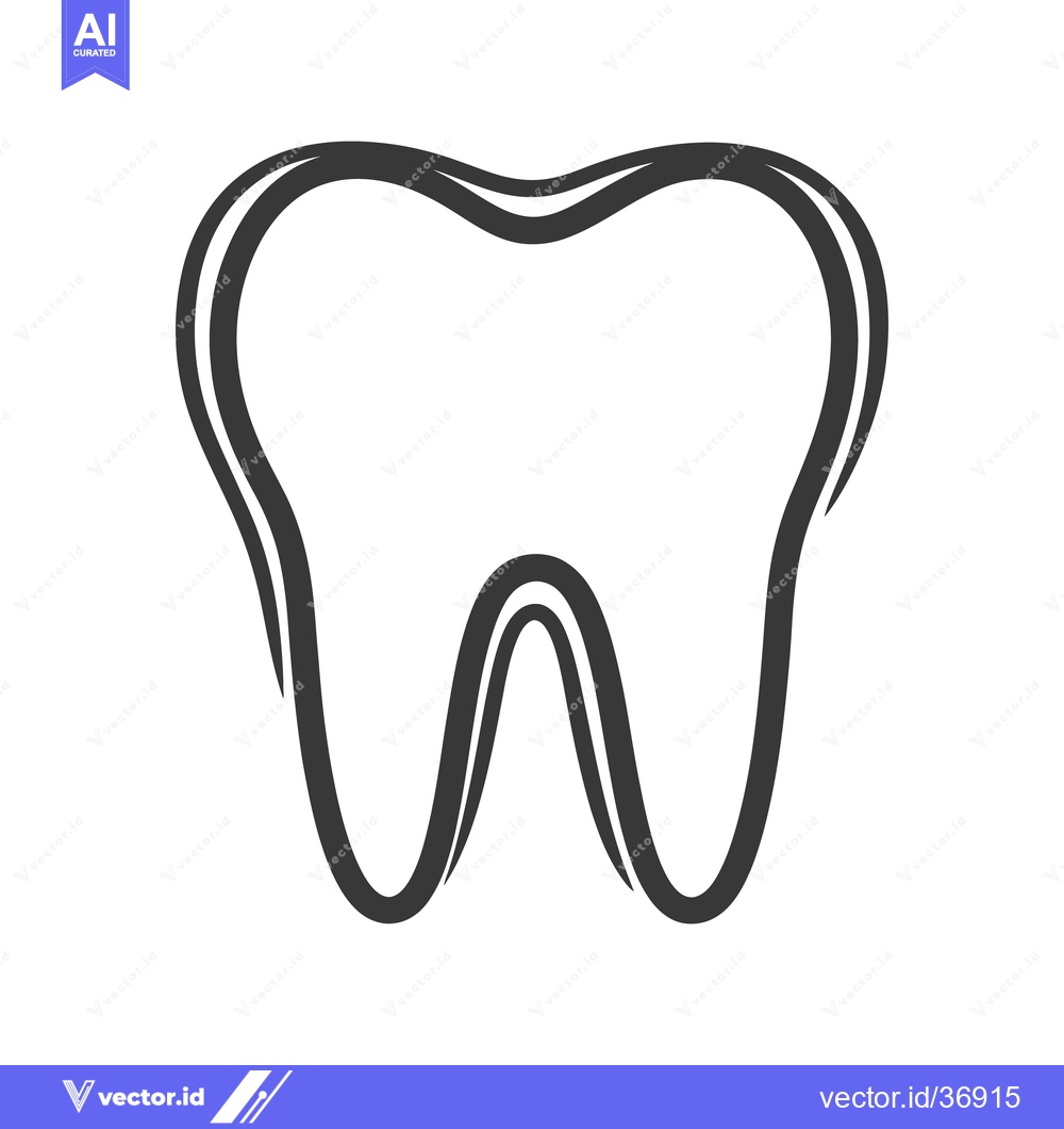 Premium Vector dari Illustration of a single human molar tooth in a black line drawing