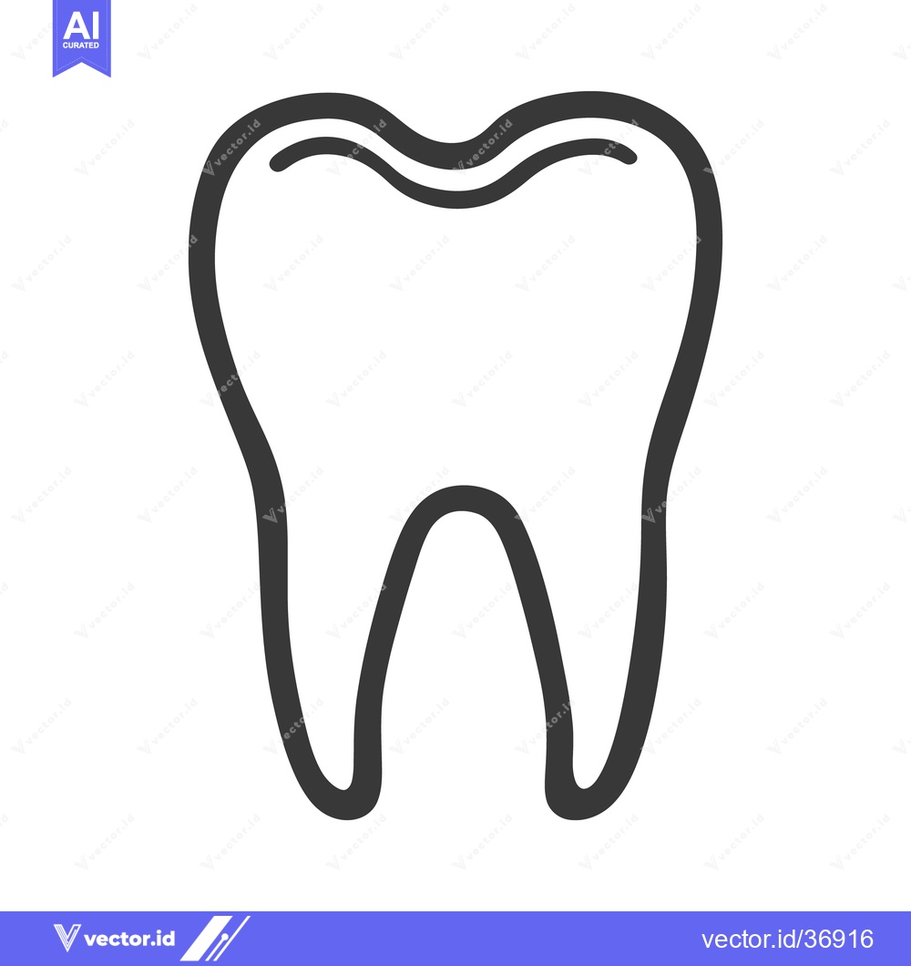 Premium Vector dari A simplified illustration of a single tooth in monochrome style