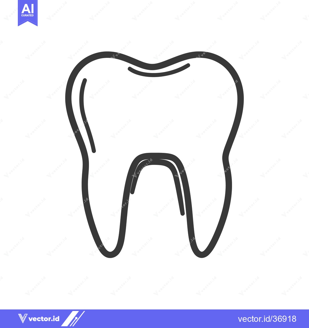 Premium Vector dari A simple outlined illustration depicting a human tooth in isolation