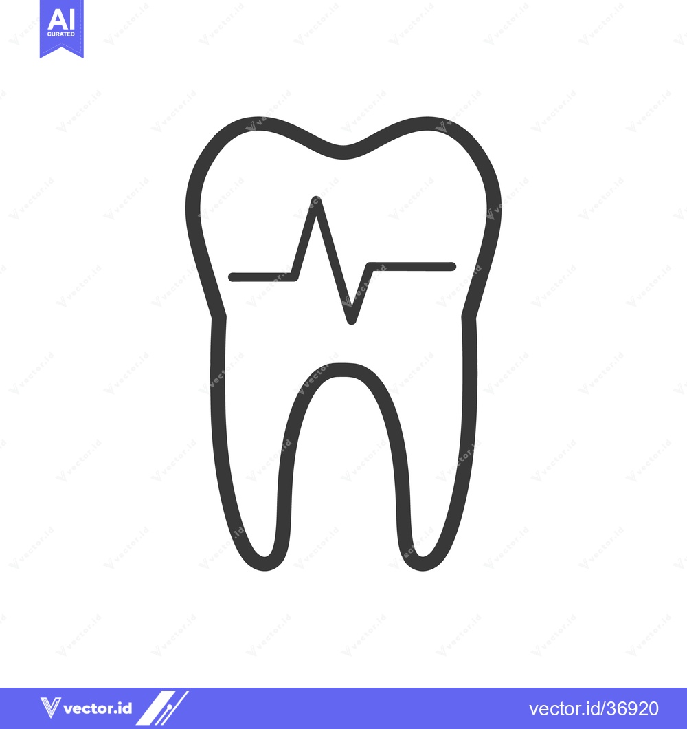 Premium Vector dari A stylized tooth containing a medical waveform illustration