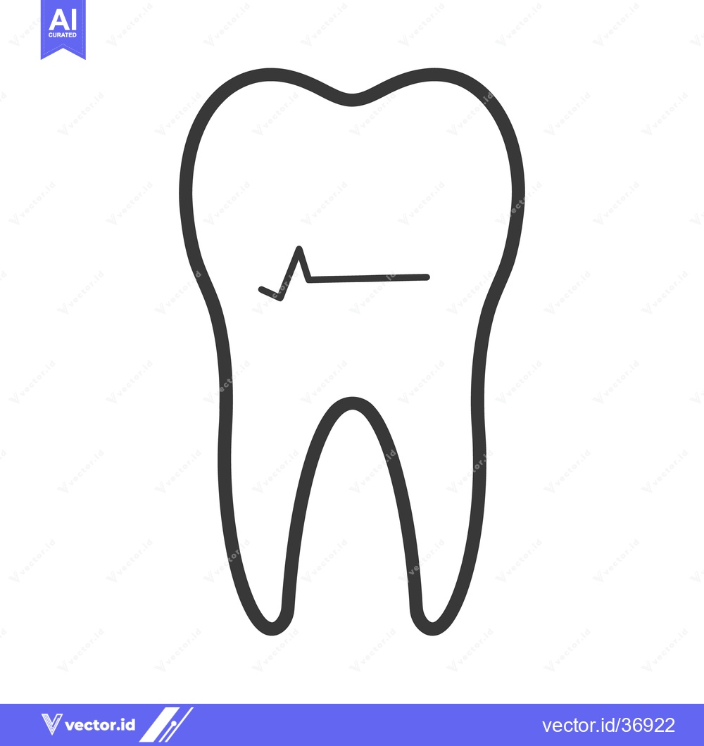 Premium Vector of A single molar tooth with a heartbeat line icon on its surface