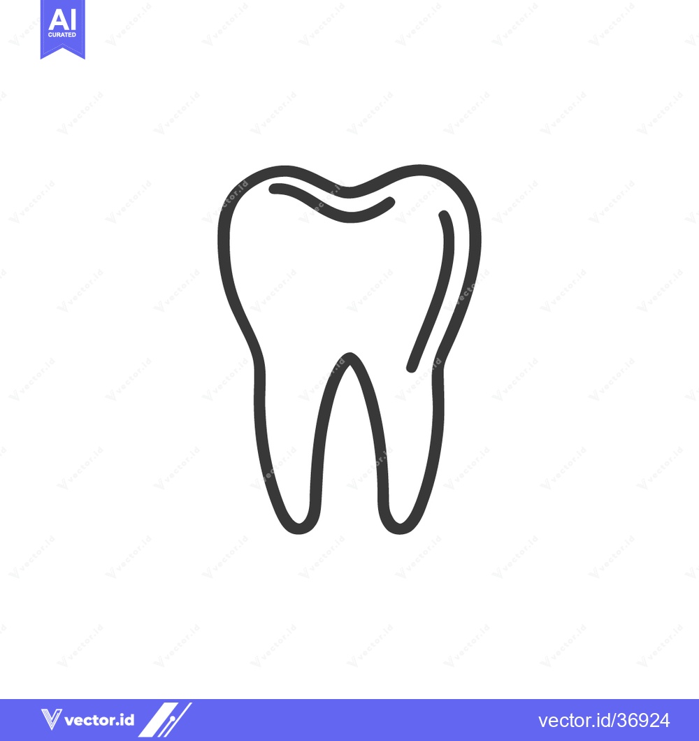 Premium Vector of Minimalist Tooth Icon: Clean Line Art for Dental Health Concepts