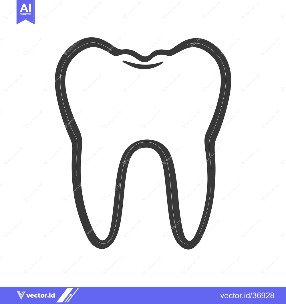 Premium Vector dari A simple outline illustration featuring a single human molar tooth