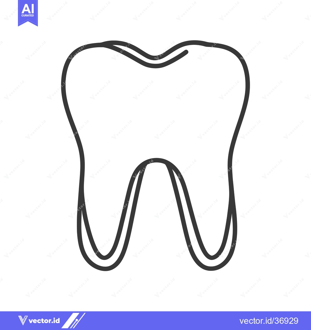 Premium Vector dari A black and white outline illustration of a human molar tooth