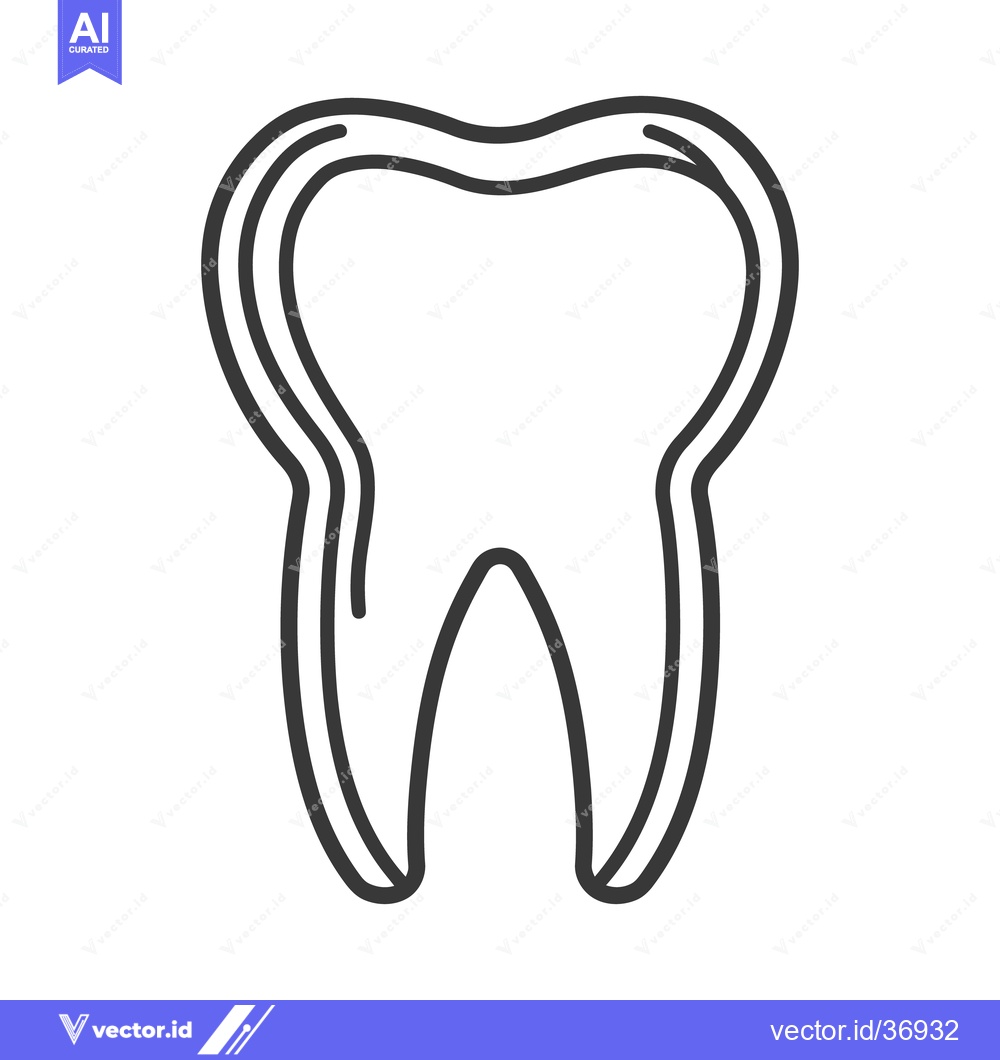 Premium Vector dari A simple black and white line drawing of a molar tooth