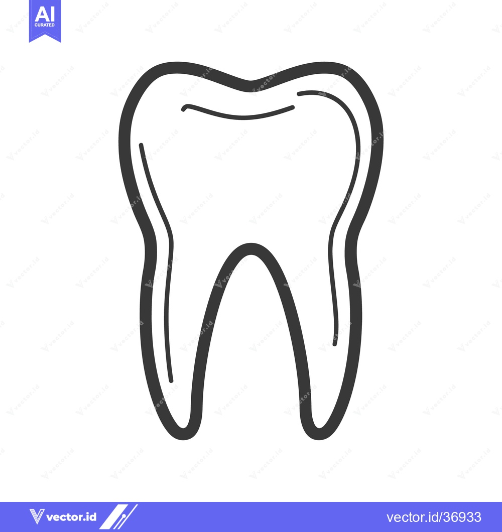 Premium Vector of A simple black and white illustration of a single molar tooth