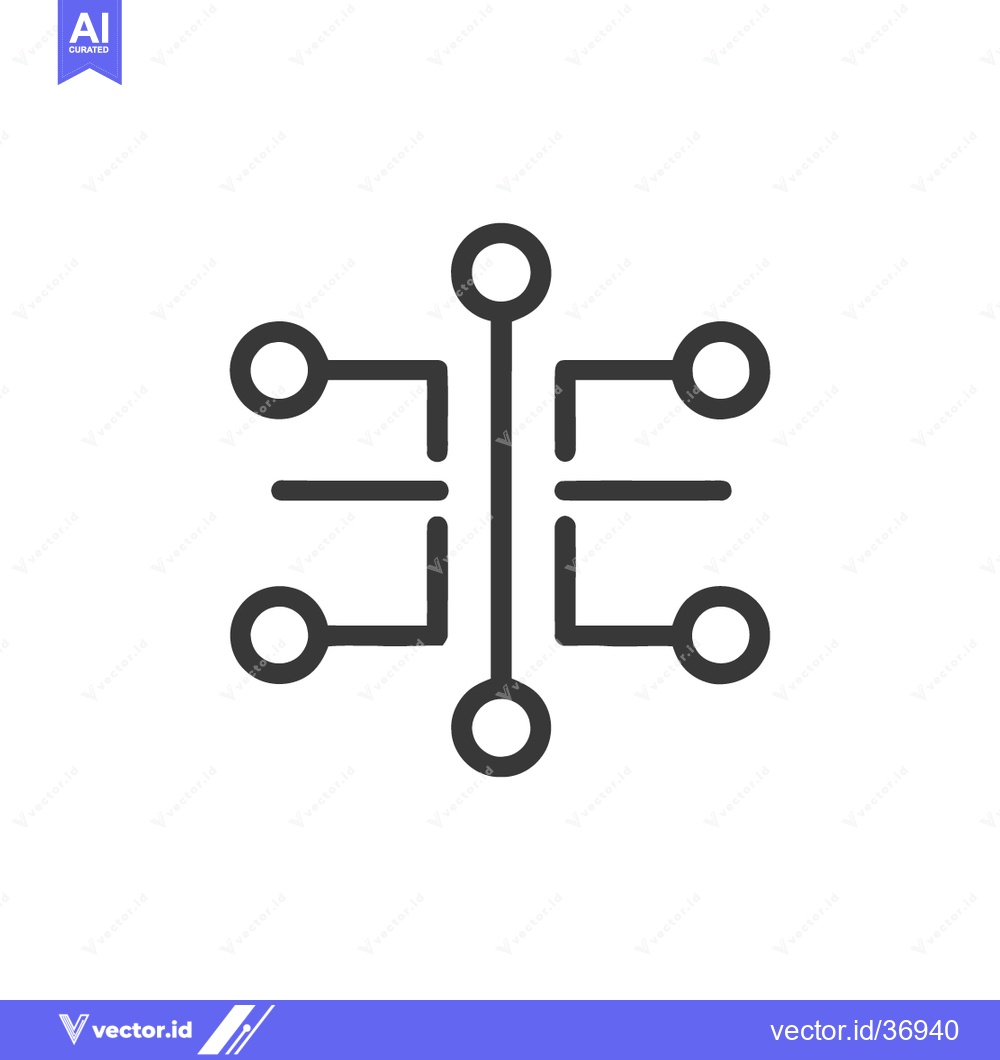 Premium Vector dari Symmetrical Circuit Board Icon: Abstract Technology Connection Diagram