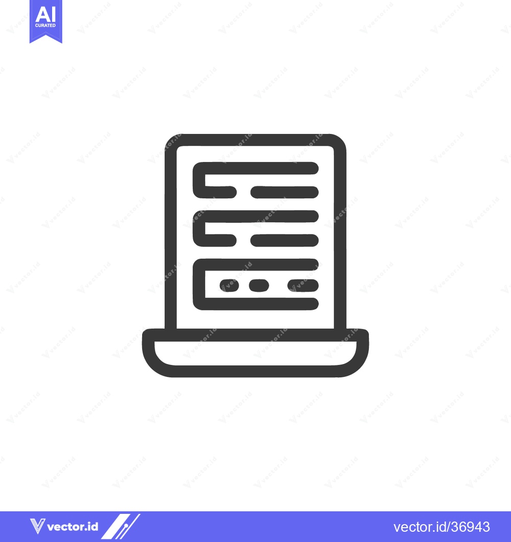 Premium Vector dari Minimalist Icon of a Tablet Device Displaying Text and Data