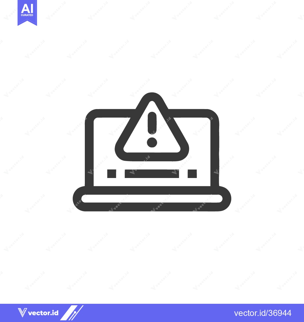 Premium Vector dari Laptop Error Alert: Minimalist Icon of System Warning with Exclamation