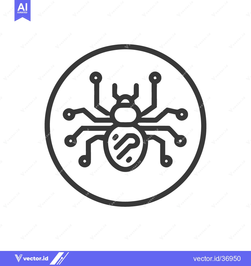 Premium Vector dari Cyber Spider Icon: Digital Bug, Network Threat, Security Symbol in Cir