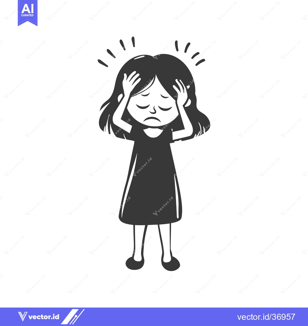 Premium Vector of Depressed Girl with Hands on Head