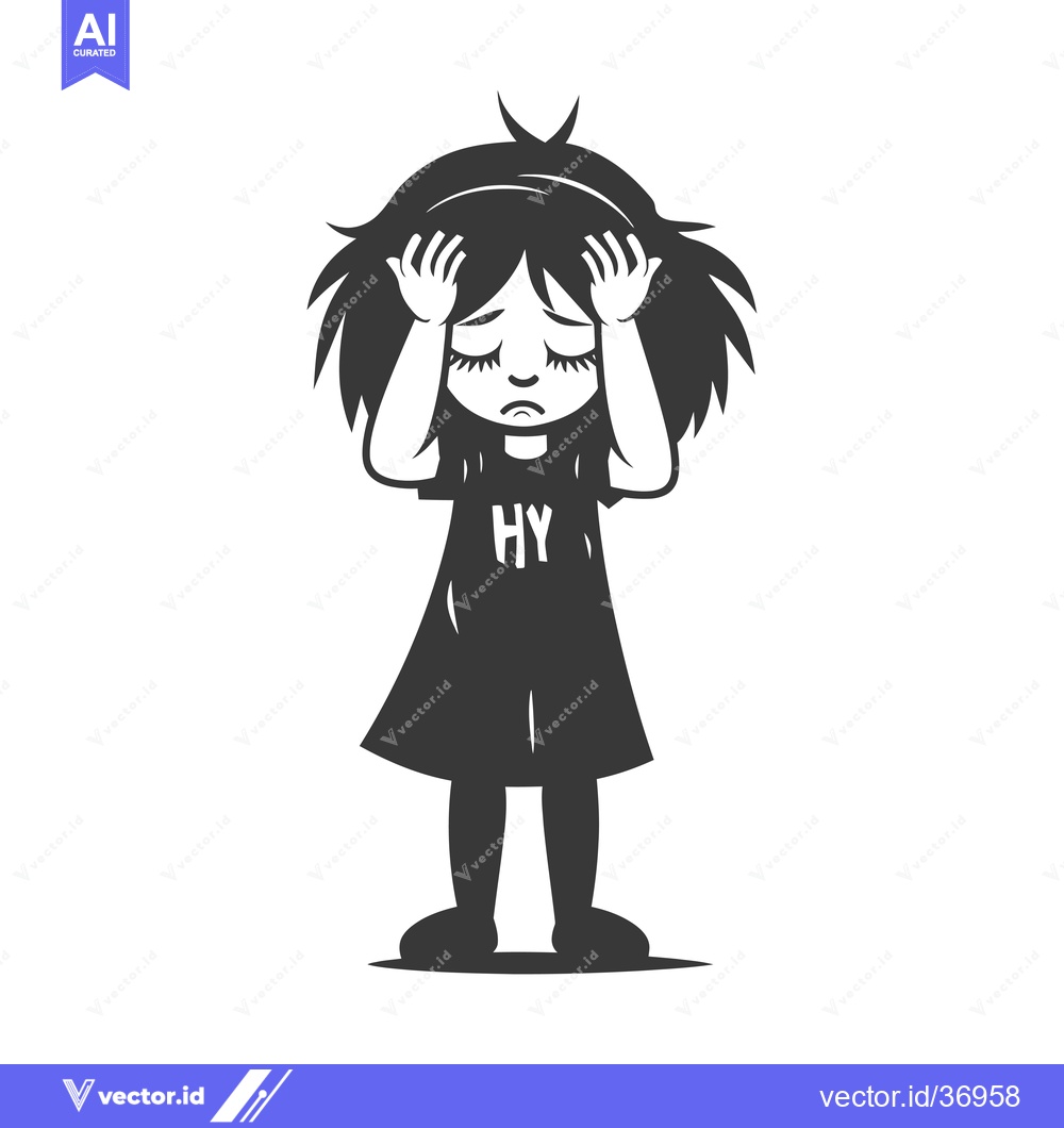 Premium Vector dari Depressed girl with her hands on her head