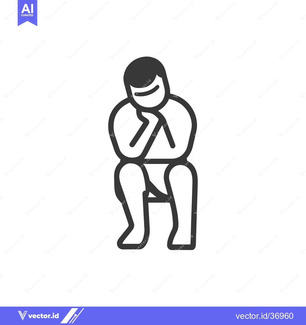 Premium Vector of Depressed Man Sitting with Arms Crossed