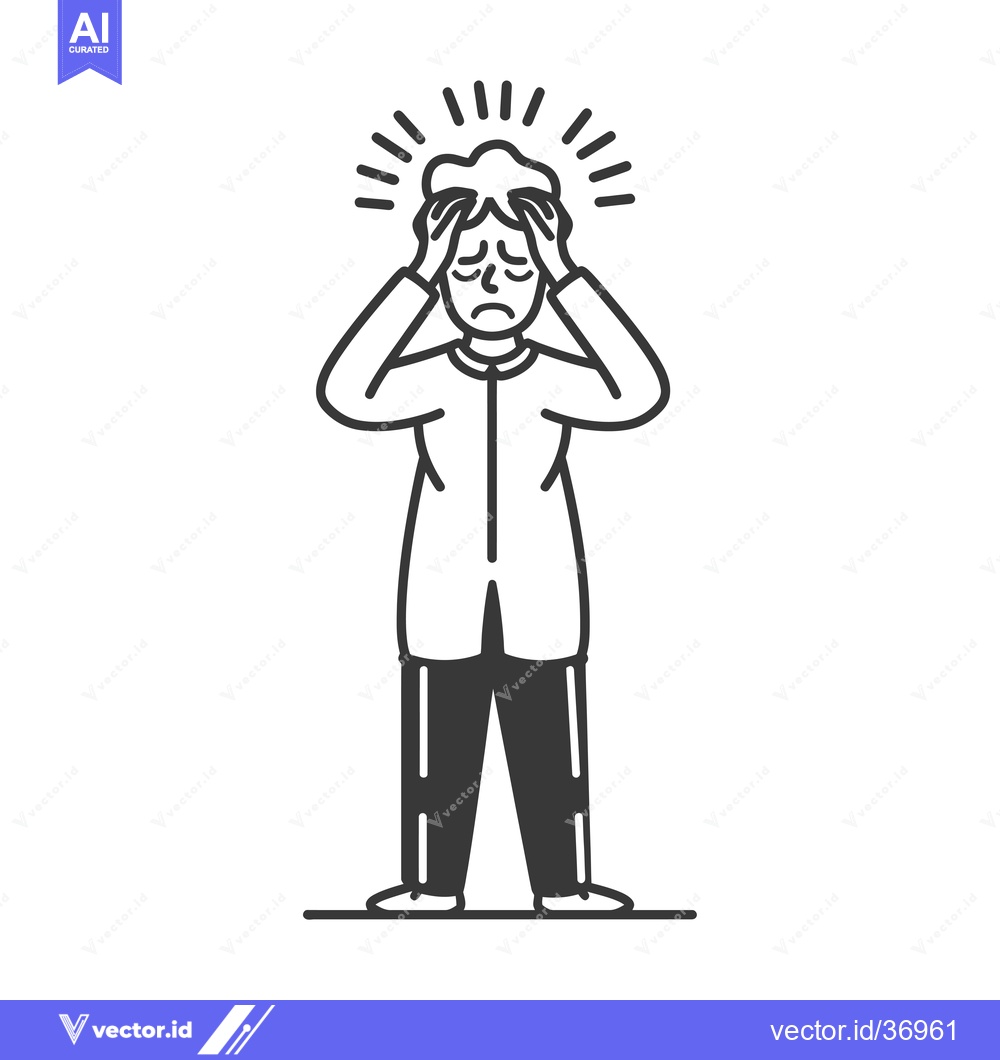 Premium Vector of Depressed Person Holding Head with Sad Expression