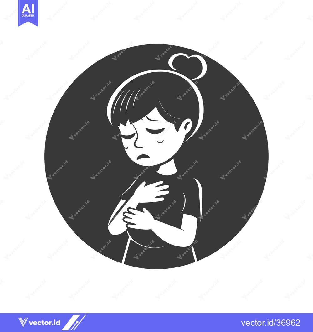Premium Vector of Depressed Young Woman Holding Her Chest