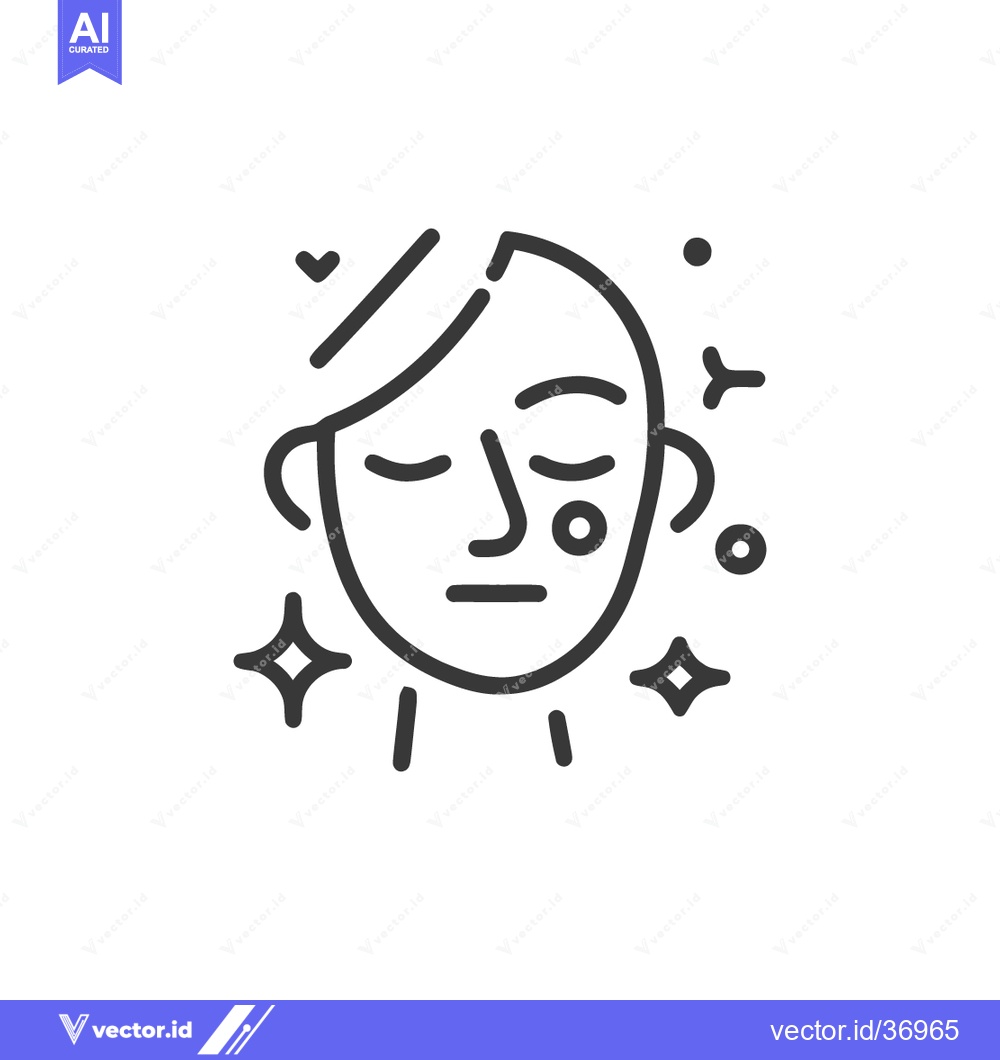Premium Vector dari Minimalist Line Art: Woman's Face with Closed Eyes and Sparkling Skin