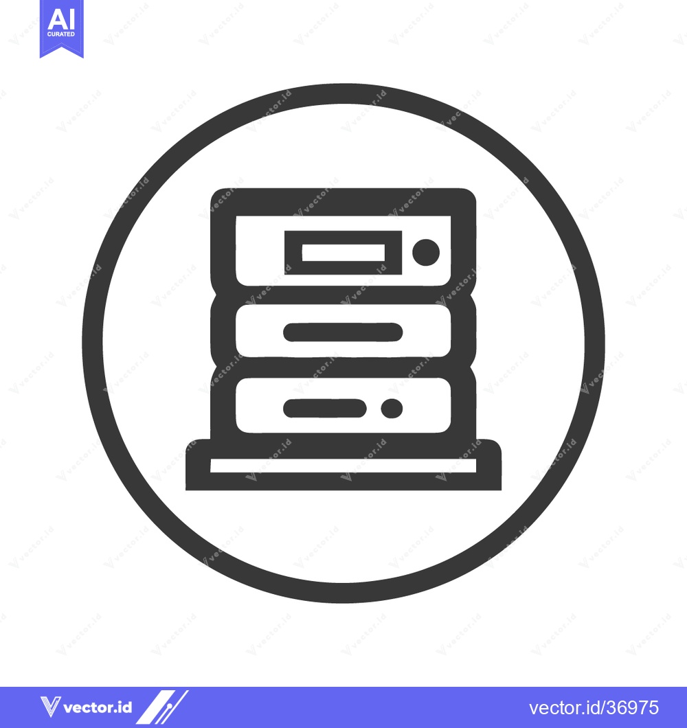 Premium Vector dari Server Stack Icon: Clean, Minimalist Design in a Circular Frame