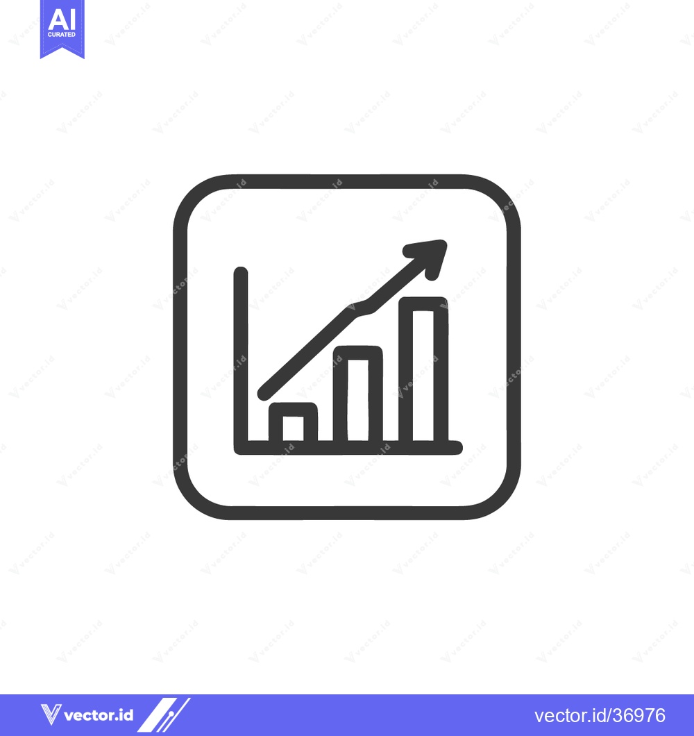 Premium Vector dari Ascending Bar Graph Icon in Rounded Square Frame, Business Growth Symb