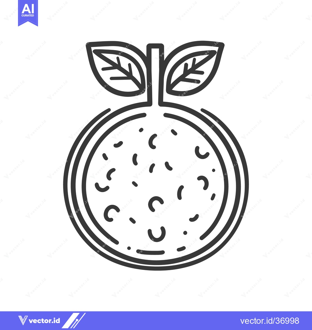 Premium Vector of A simple black and white illustration of a fruit with leaves