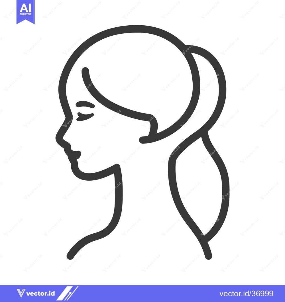 Premium Vector of Outline profile of a woman with ponytail hairstyle looking to the left