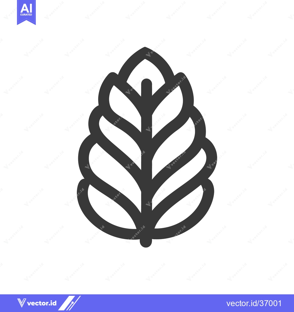 Premium Vector dari A stylized image of a single leaf with dark bold outlines
